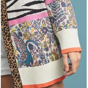 Anthropologie Animal Multi Print Cardigan